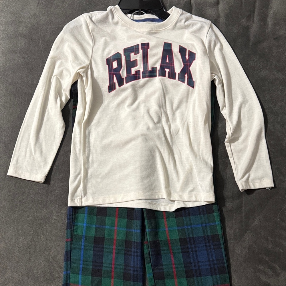 Old Navy Kids Pajama Set - Cream and Blue Plaid